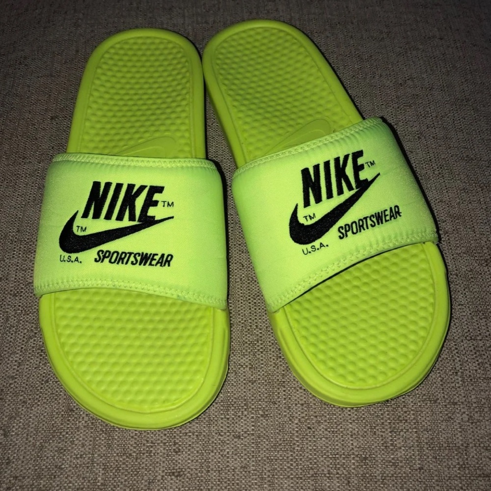 Men’s Neon Yellow Nike Slides
